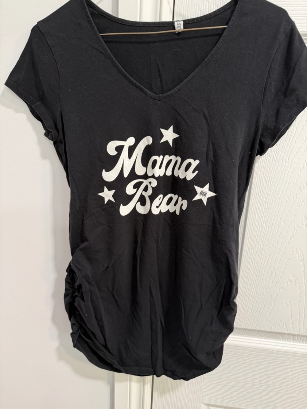 Maternity Mama Bear Black Graphic V-Neck Tee
